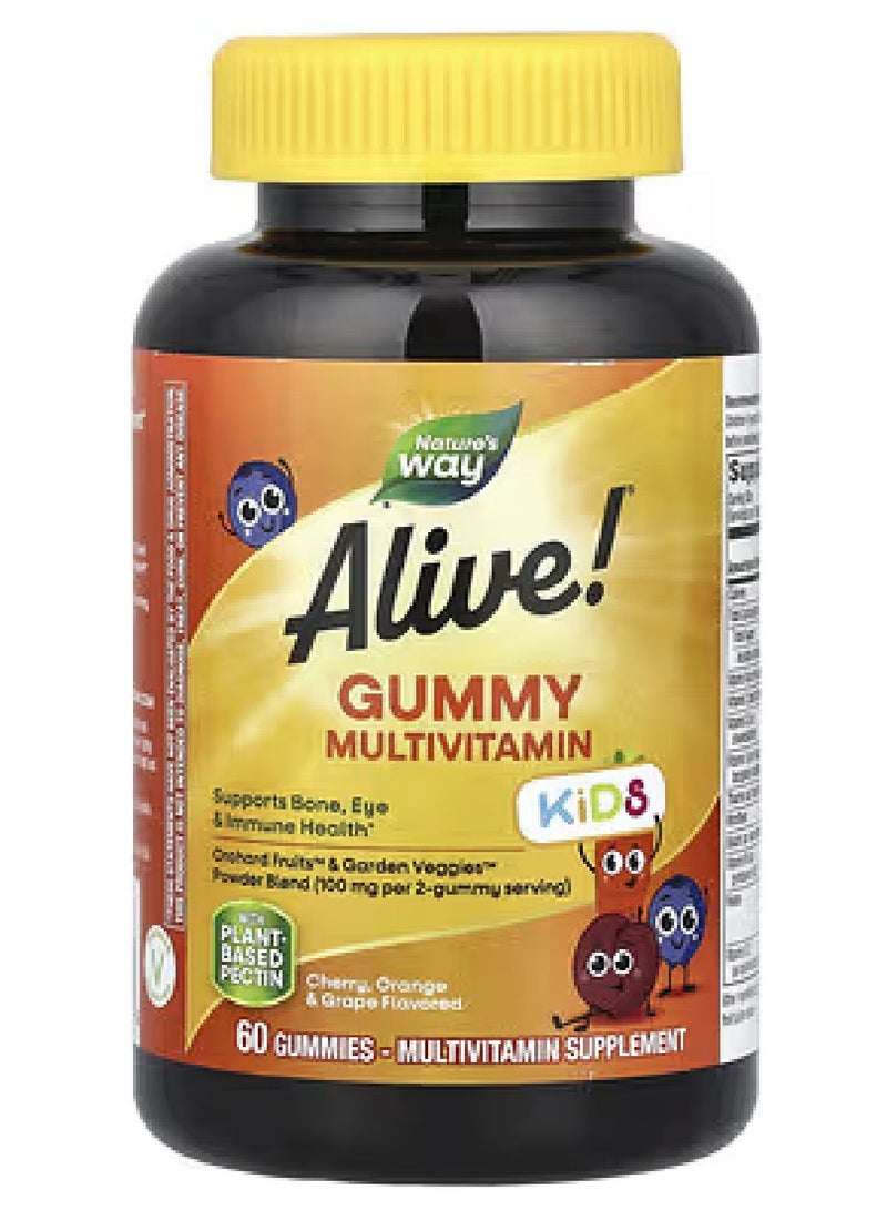 Nature's Way, Alive! Kids, Gummy Multivitamin, Cherry, Orange & Grape , 60 Gummies